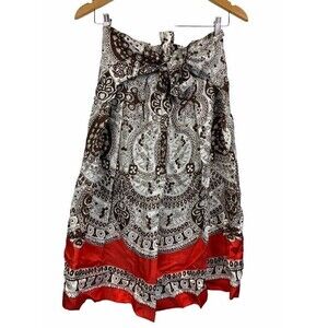 Talbots Womens A Line Skirt Multicolor Black Floral Tie Front Zip Silk Petites 2